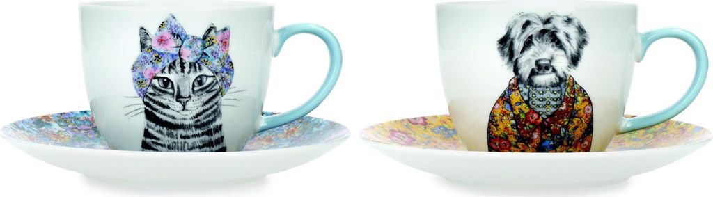 Mikasa Tipperleyhill Tassen de Tee und Untertassen, Set de 2 Tassen de feines Porzellan, 240 ml, spülmaschinenfest und in Box de Geschenkbox de