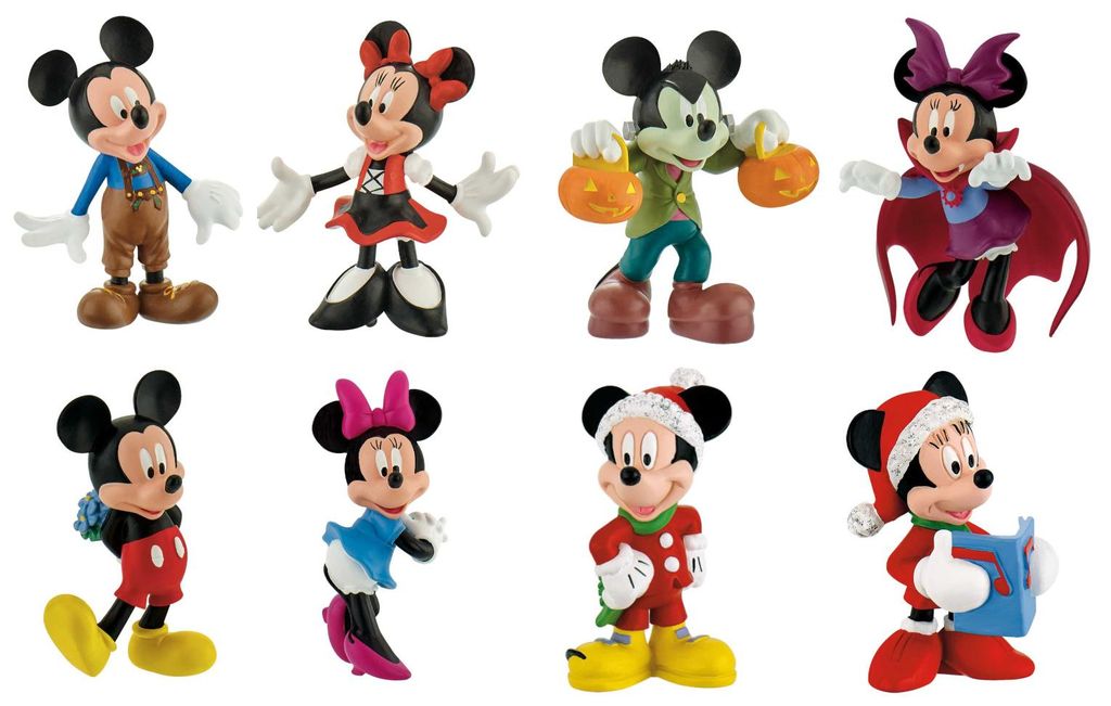 Micky & Minnie Maus Figuren 7cm (8er Set) Bayern Halloween Valentine Weihnachten Sammelfiguren