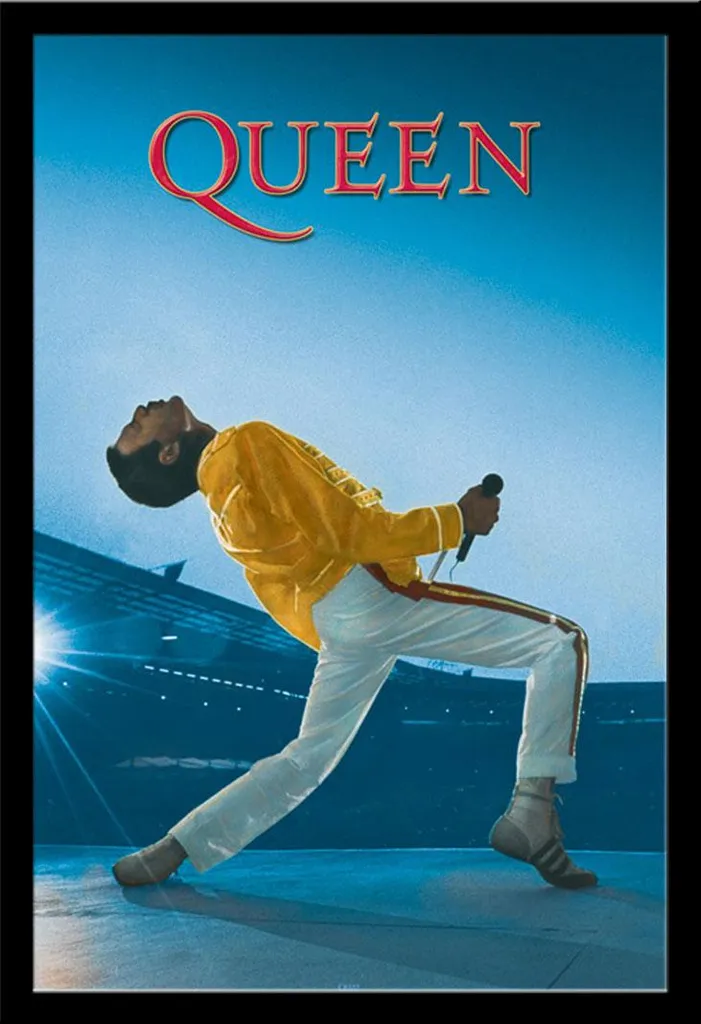 Queen Wembley Poster Incorniciato Shinsuke MDF Nero Disco Acrilico