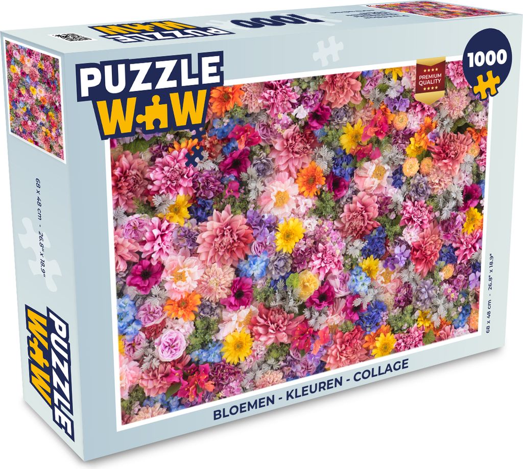 MuchoWow Puzzle 1000 Teile Blumen - Farben - Collage - Erwachsene - Rätsel