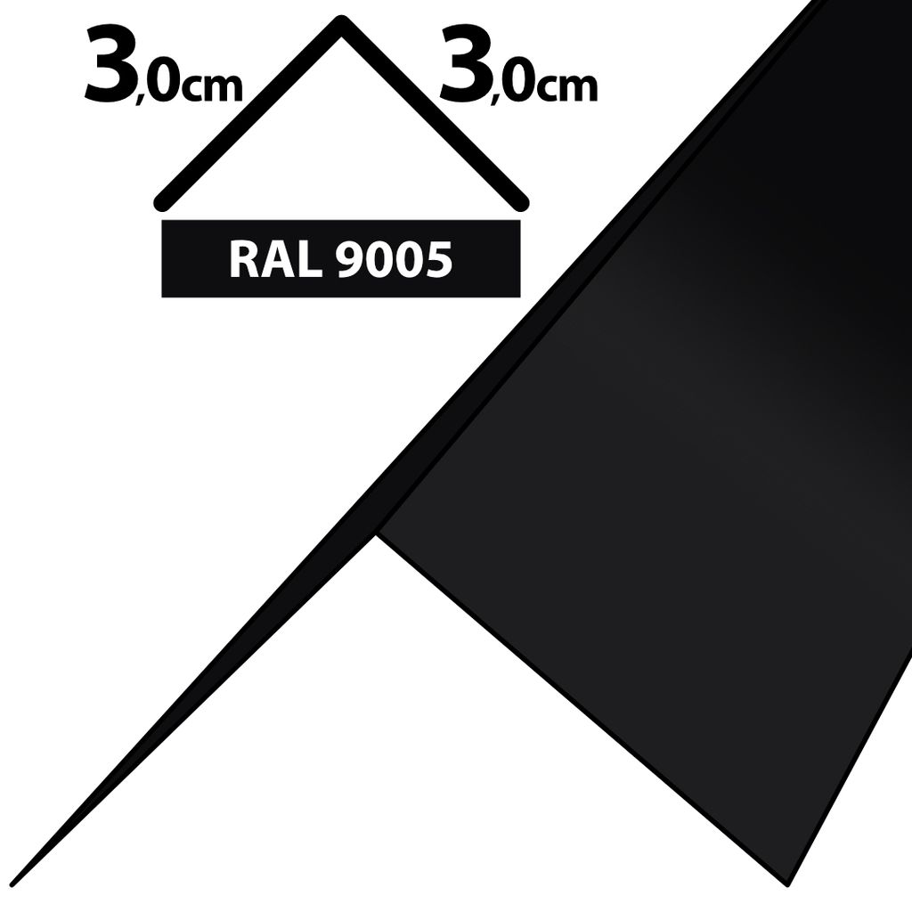 1m Winkelblech Kantblech Kante Blechwinkel pulverbeschichtetes 0,5mm Zuschnitt 6cm RAL-9005 Schwarz