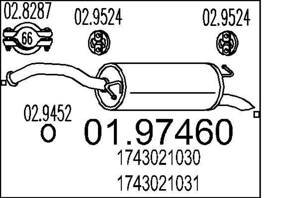 MTS 01.97460 Endschalldämpfer für TOYOTA Yaris Schrägheck (P1) Auspuff