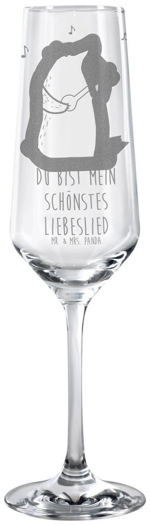 Mr. & Mrs. Panda Glas Bär Lied - Transparent - Geschenk, Freundin, Sektglas mit Gravur, Valentinstag, Bärchen, Teddy, Spruch, Champagnerglas, Fra...