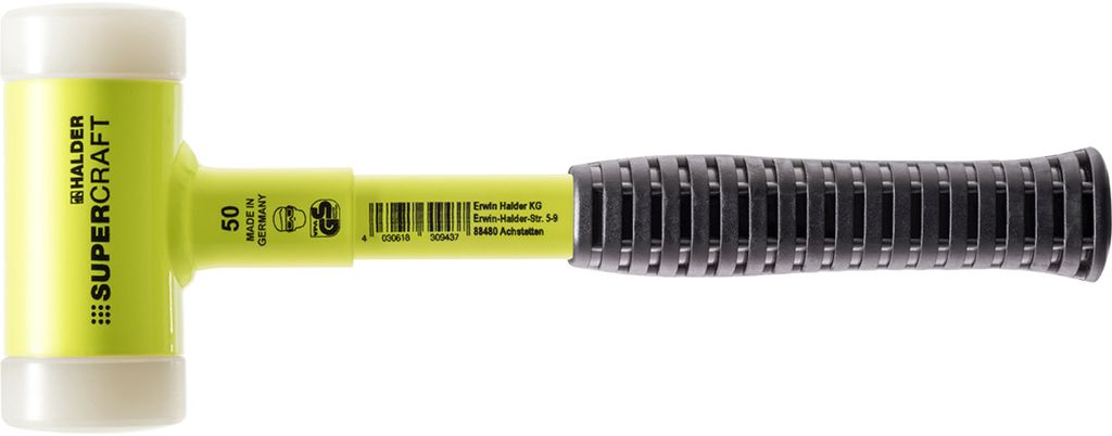 Schonhammer SUPERCRAFT L.315mm Kopf-D.50mm STA hart splitterfrei Nyl.weiß HALDER