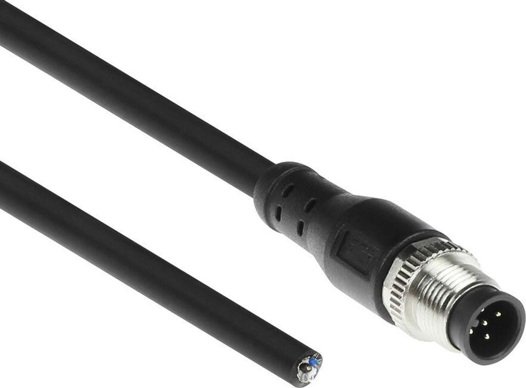 ACT Industrial 5,00 Meter Sensorkabel M12A 5-poliger Stecker auf offenes Ende, Superflex Xtreme TPE Kabel, geschirmt (SC3506)