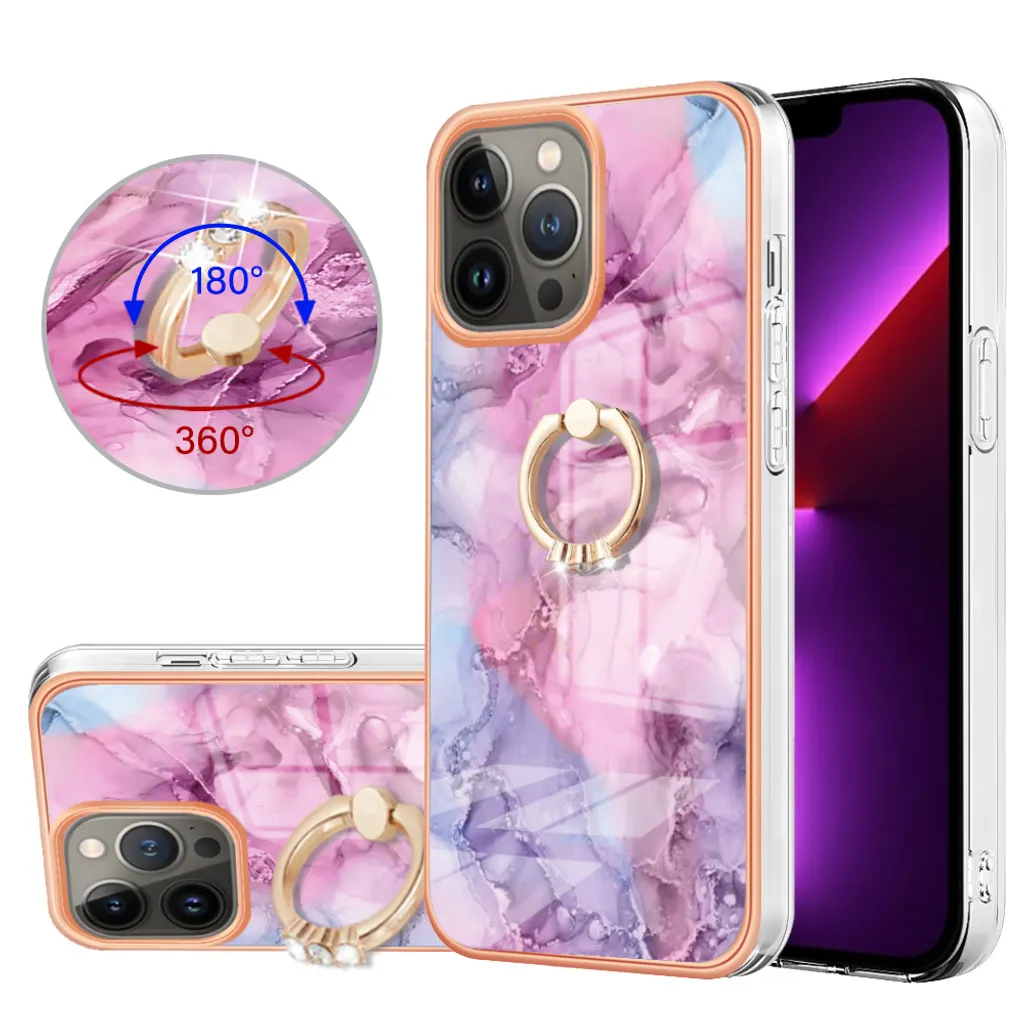 Cover iPhone 13 Pro Rosa Fantasia: Custodia Silicone con Ring Holder