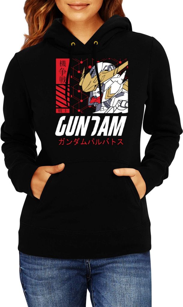 Damen Kapuzenpullover Japan Manga Anime Comics Mobile Suit Gundam, Lady XL / Schwarz