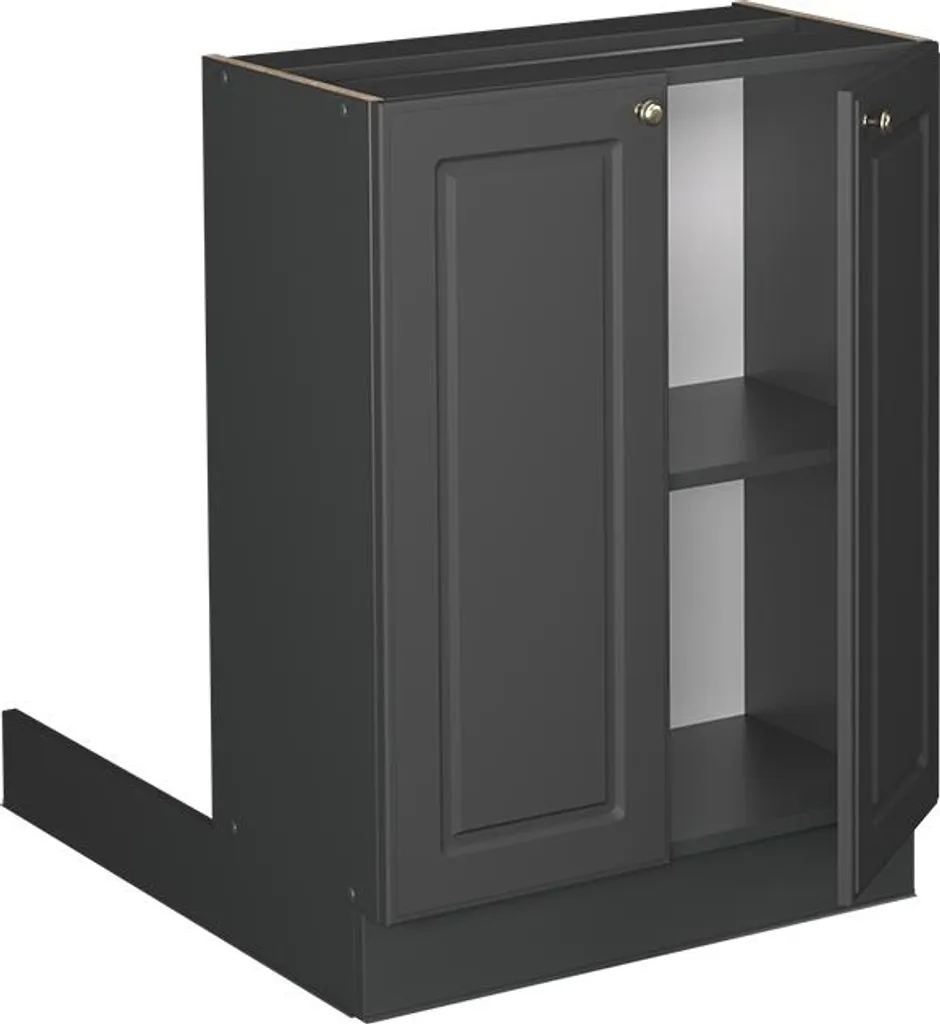 Meuble îlot de cuisine anthracite et or 60cm style campagnard moderne