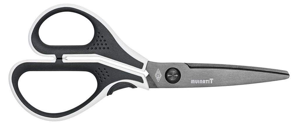 Edelstahlschere Cut-it (17,5 cm, Titanbeschichtung, ergonomische Softtouch-Griffe) grau/weiß