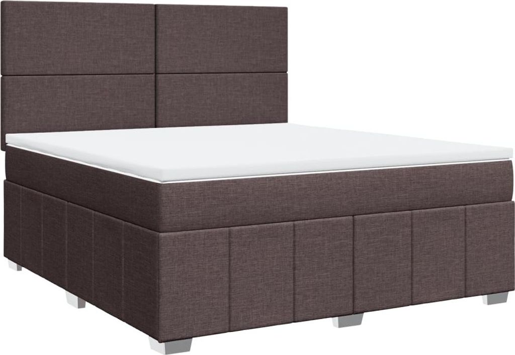 vidaXL Boxspringbett mit Matratze Dunkelbraun 180x200 cm Stoff
