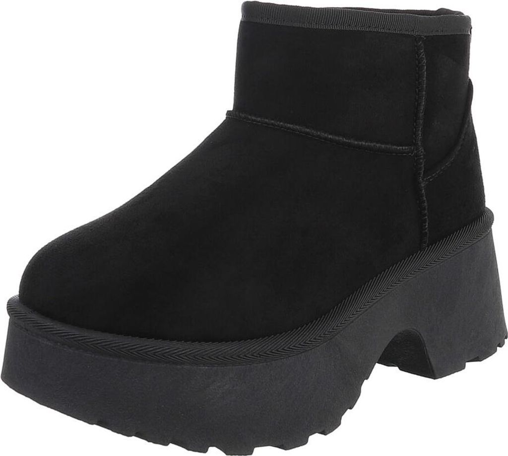 Ital-Design Damen Stiefeletten Plateaustiefeletten Warm gefüttert Wildlederoptik Snowboots 90503060 Schwarz Gr. 37