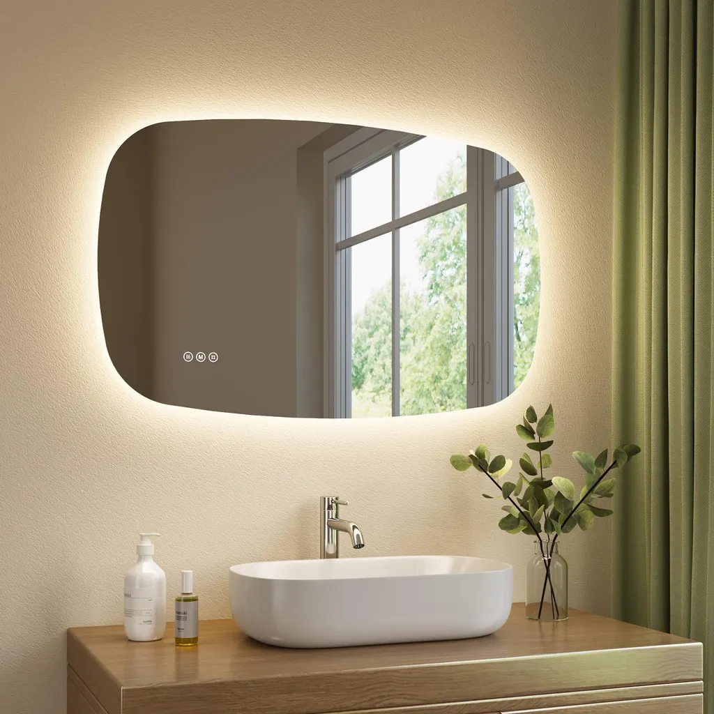 S'AFIELINA Specchio Bagno LED Ovale 70x45 cm - Design Lussuoso e Smart
