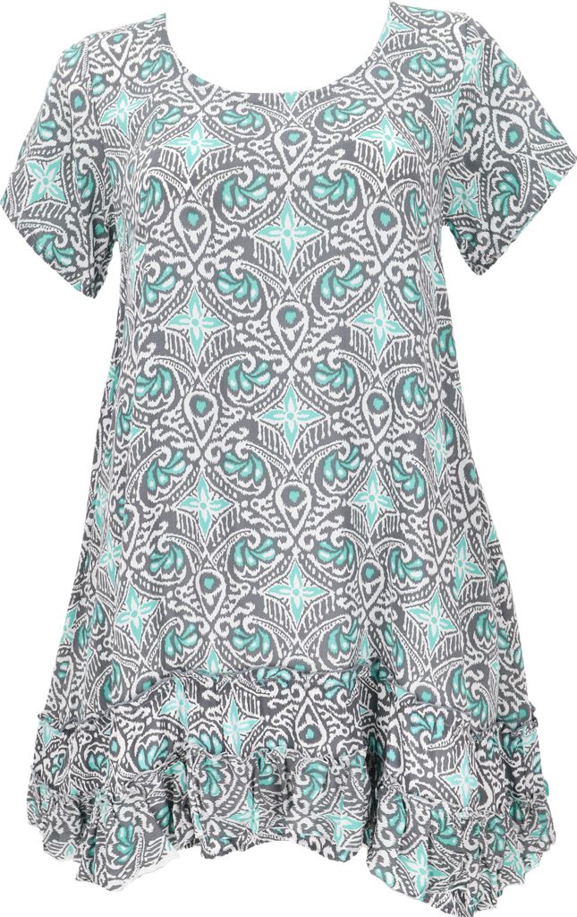 Boho Strandkleid, Minikleid - Grau, Damen, Viskose, Kleider