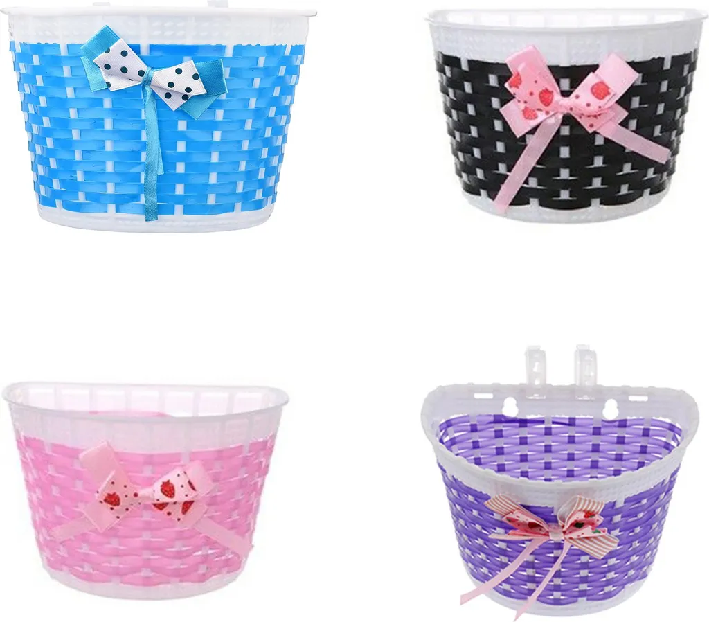 Cestino Bici Bambina Rosa Con Manubrio Fiocco - Accessori Per Bici, Scooter E Tricicli, Cotone Morbido
