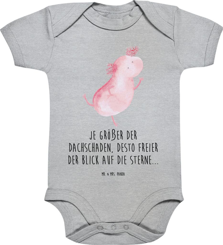 Mr. & Mrs. Panda Strampler Axolotl Tanzen 1. - 3. Monat - Heather Grey - Geschenk, gut Gelaunt, Babybody, Sterne, babykleidung body, Amphibie, Kurz...