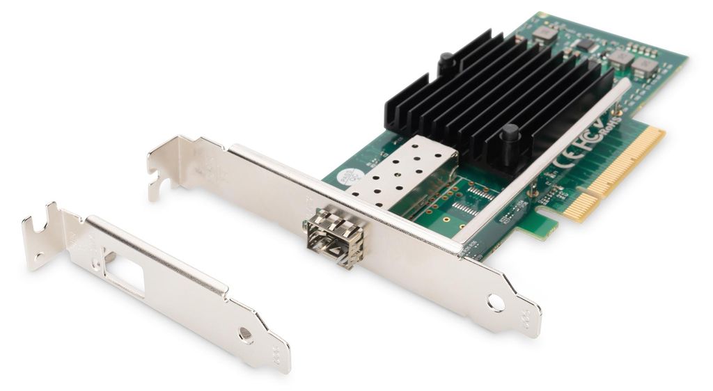 DIGITUS Single Port 10 Gigabit Ethernet Netzwerkkarte, SFP, PCI Express, Intel Chipsatz