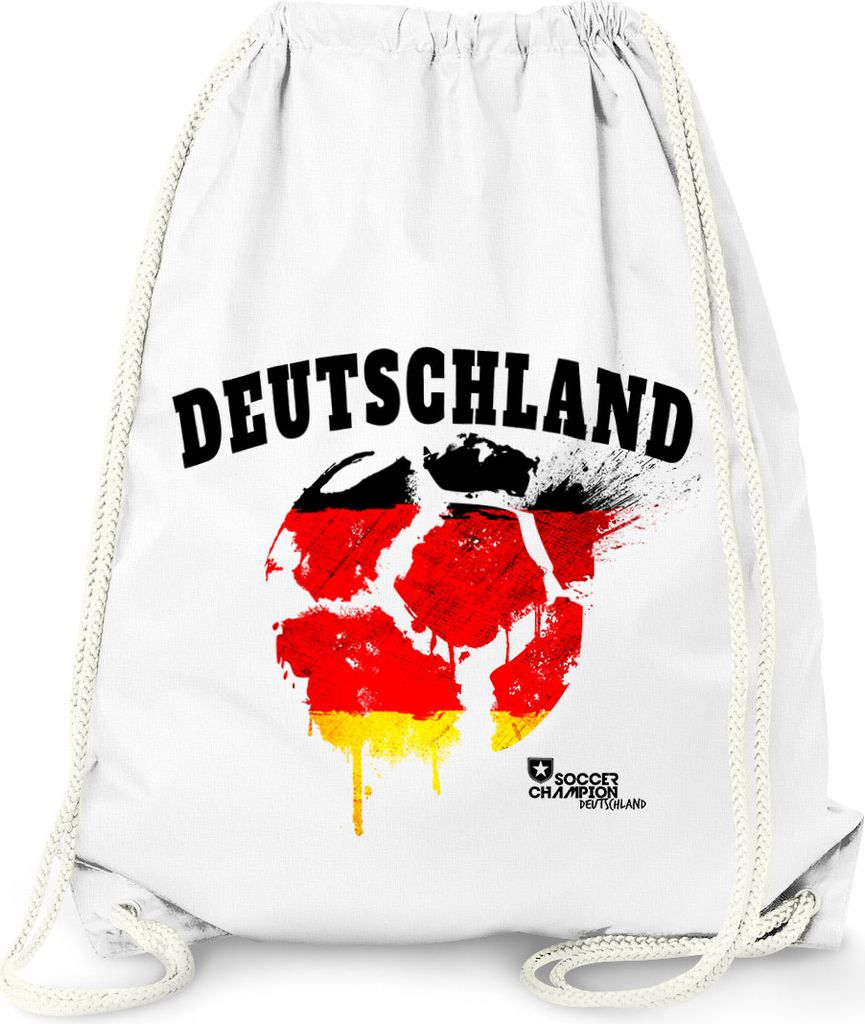 Turnbeutel Deutschland Fußball EM WM Vintage Ball Flagge Germany Flag MoonWorks weiß unisize