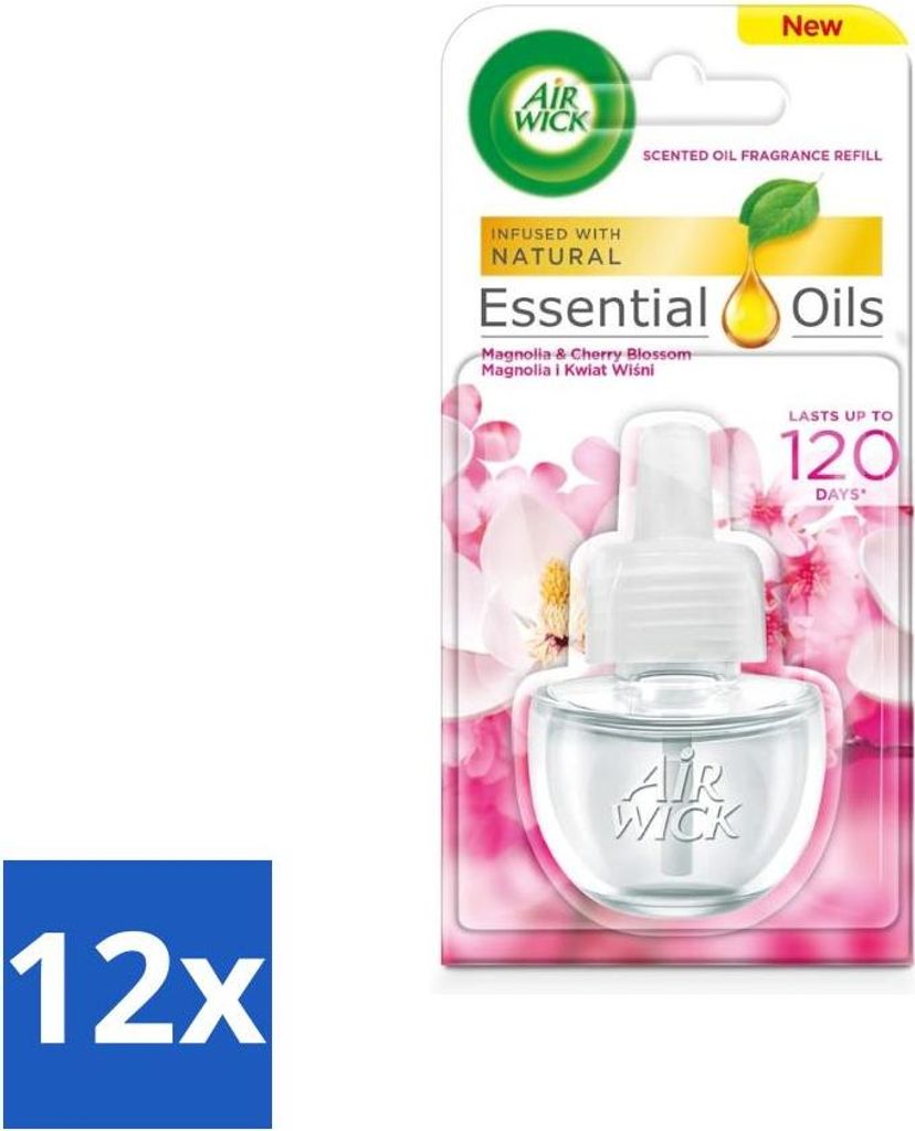 Air Wick – Lufterfrischer-Nachfüller – Ätherische Öle – Elektrischer Duftdiffusor – Magnolie & Kirschblüte – 19 ml - Vorteilspack - 1...