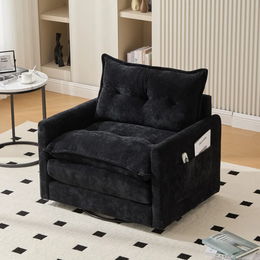 Dites adieu au Mal de Dos avec ce Fauteuil Relax Pivotant Noir Ergonomique