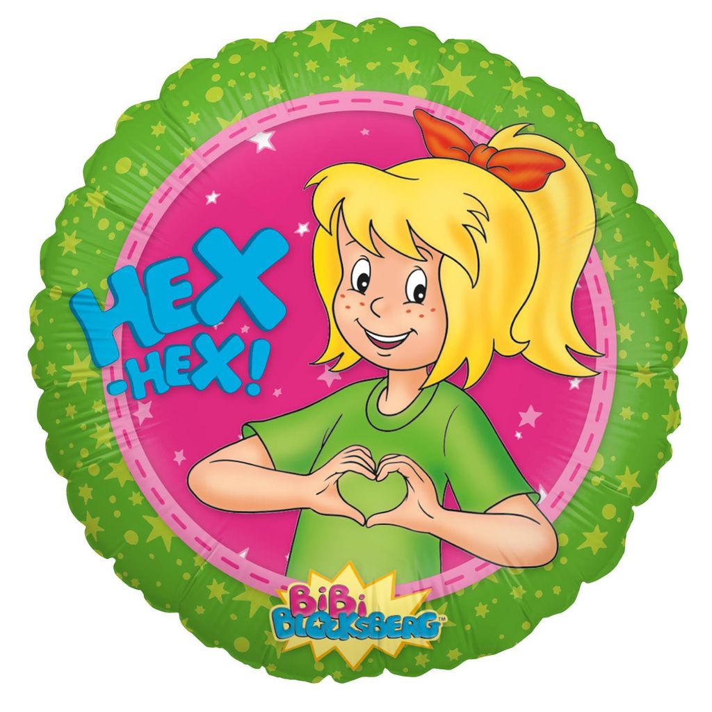 Bibi Blocksberg Hex-Hex Folienballon, grün-pink, Ø45cm für kleine Hexen Party