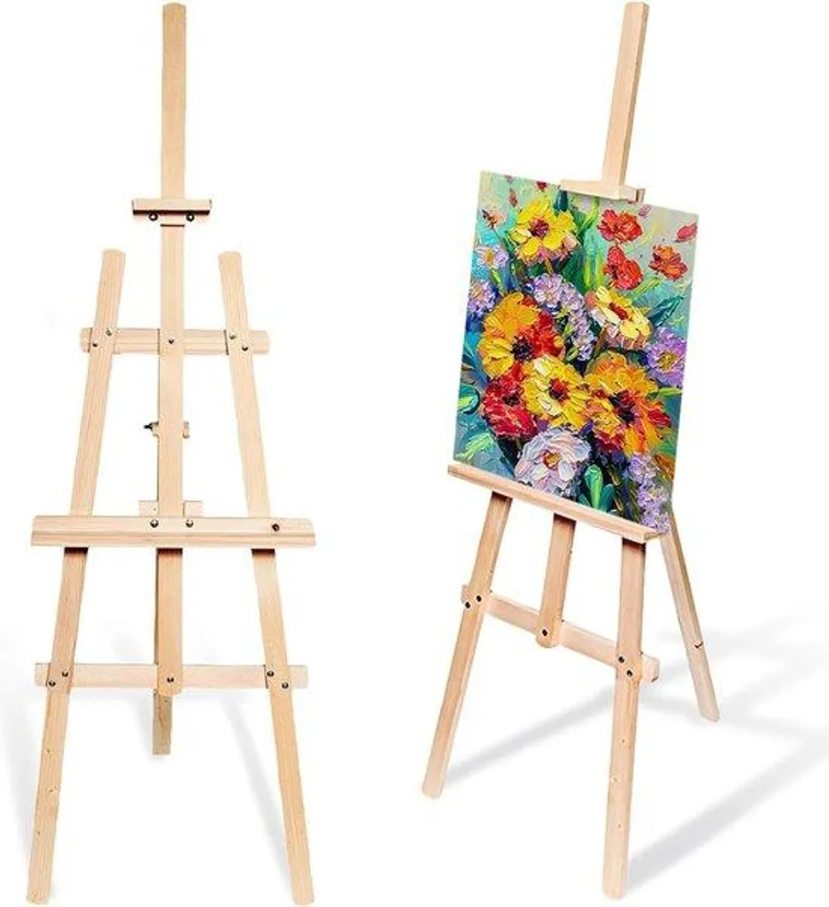 Tréteau en bois réglable 175 cm pour toile et châssis grand format
