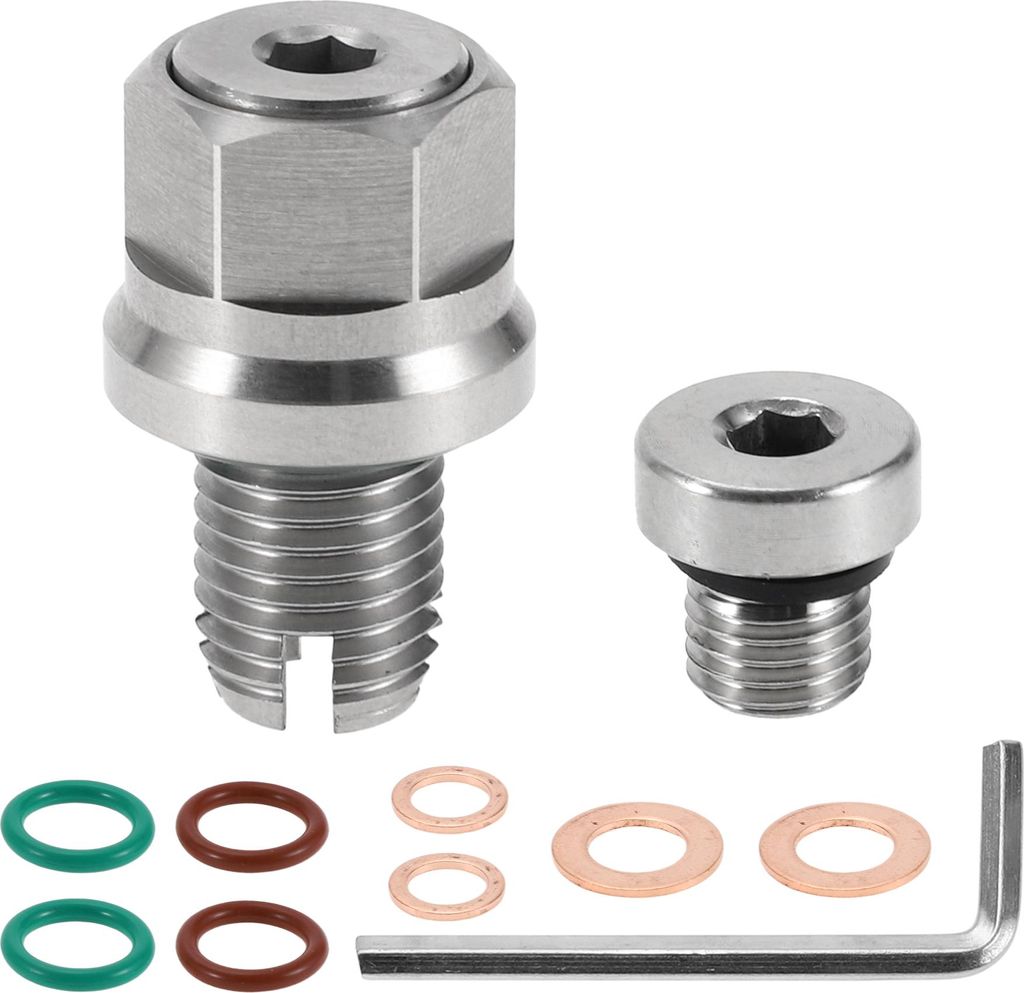 für Auto Motorrad Boot Ölablassschraube Anti-Leckage Motorölwanne Ablaßschraube Gewindereparatur Silberton mit Dichtung Kupfer M10.4-1.25mm