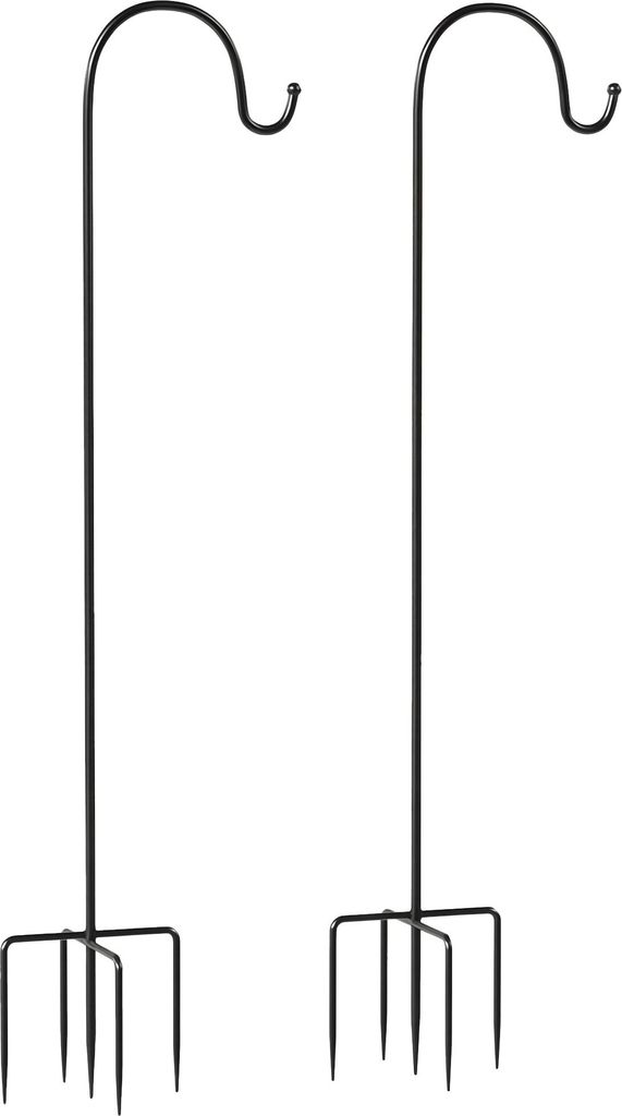 Hirtenhaken, 160 cm, 2er-Pack, schwarzes Metall, 5 Zinken