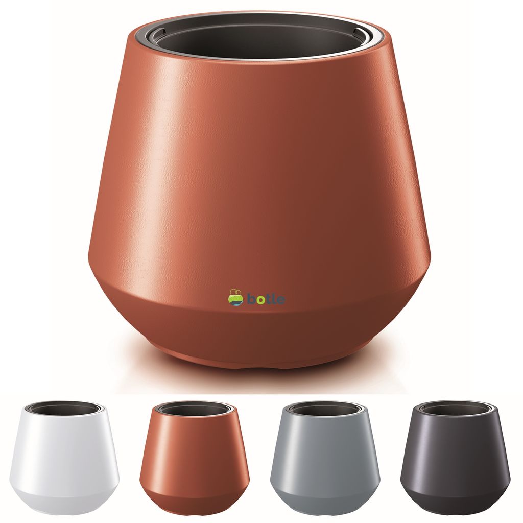 Blumentopf Massive Rund Form Modern Stil Matt 40 x 35cm mit Einsatz 8L Kupfer