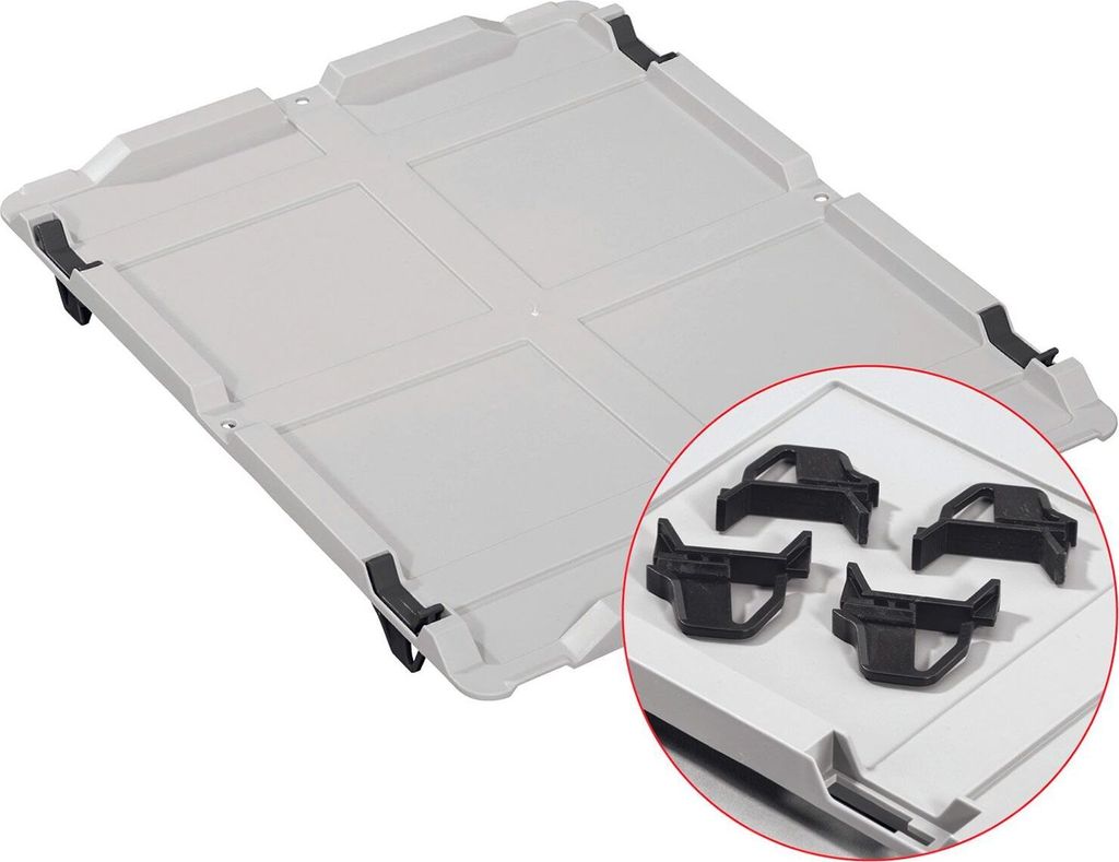 Auflagedeckel Set Eurobox NextGen mit 4 schwarzen Schiebeschnappverschlüssen | BxT 40x60cm | Eurobehälter, Transportbox, Transportbehälter, Stap...