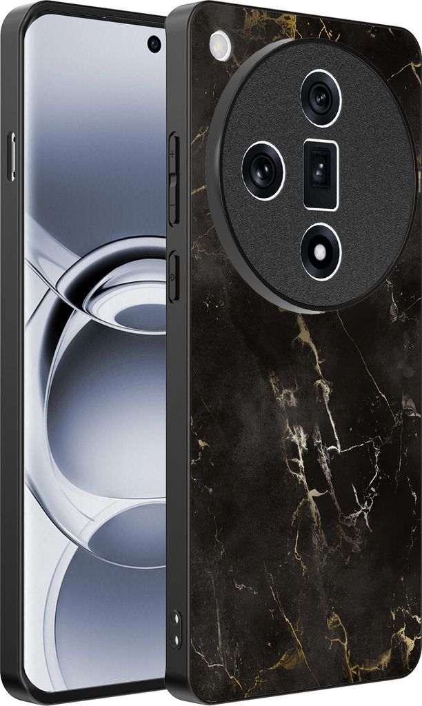 Smartphonica Telefon Fall geeignet für Oppo Find X7 mit Marmor-Druck - TPU zurück Abdeckung Fall schwarz Marmor-Design - Schwarz