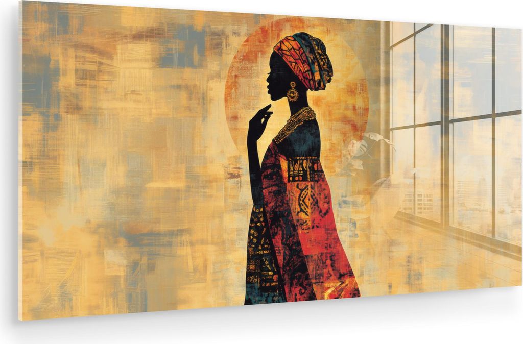 MuchoWow Glasbilder - Bilder auf Wandbild - Foto auf Glas Frau - Scherenschnitt - Muster - Verschnörkelt 40x20 cm Wanddekoration aus Glas - Acrylg...