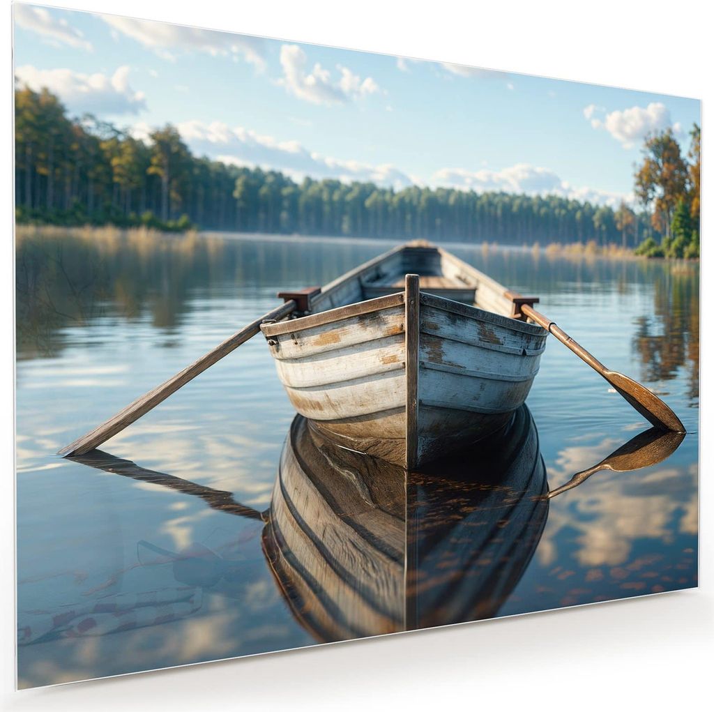 Glasbild 120x90cm in XXL für Wohnzimmer, Schlafzimmer Motiv Boot auf See