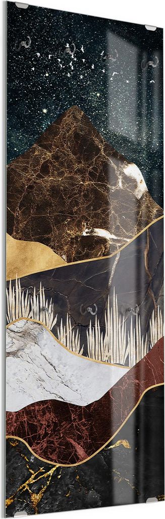 DEQORI Kleiderhaken aus Glas 50x125 cm 'Galaktische Ebenen' Wand Garderobe Paneel Haken