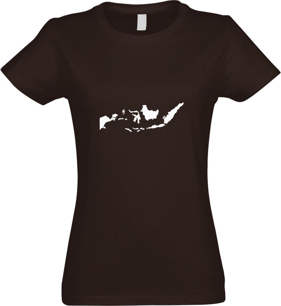 Kiwistar - T-Shirt tailliert - Damen - Chocolate - Indonesien Umriss Kontur - mit Motiv Bedruckt - Funshirt Design - Sport - Freizeit - Damen - XL