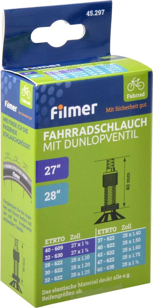 2x Fahrradschlauch 28x1,60 Zoll 42-622 700x40c Ventil AV/DV/FV wählbar