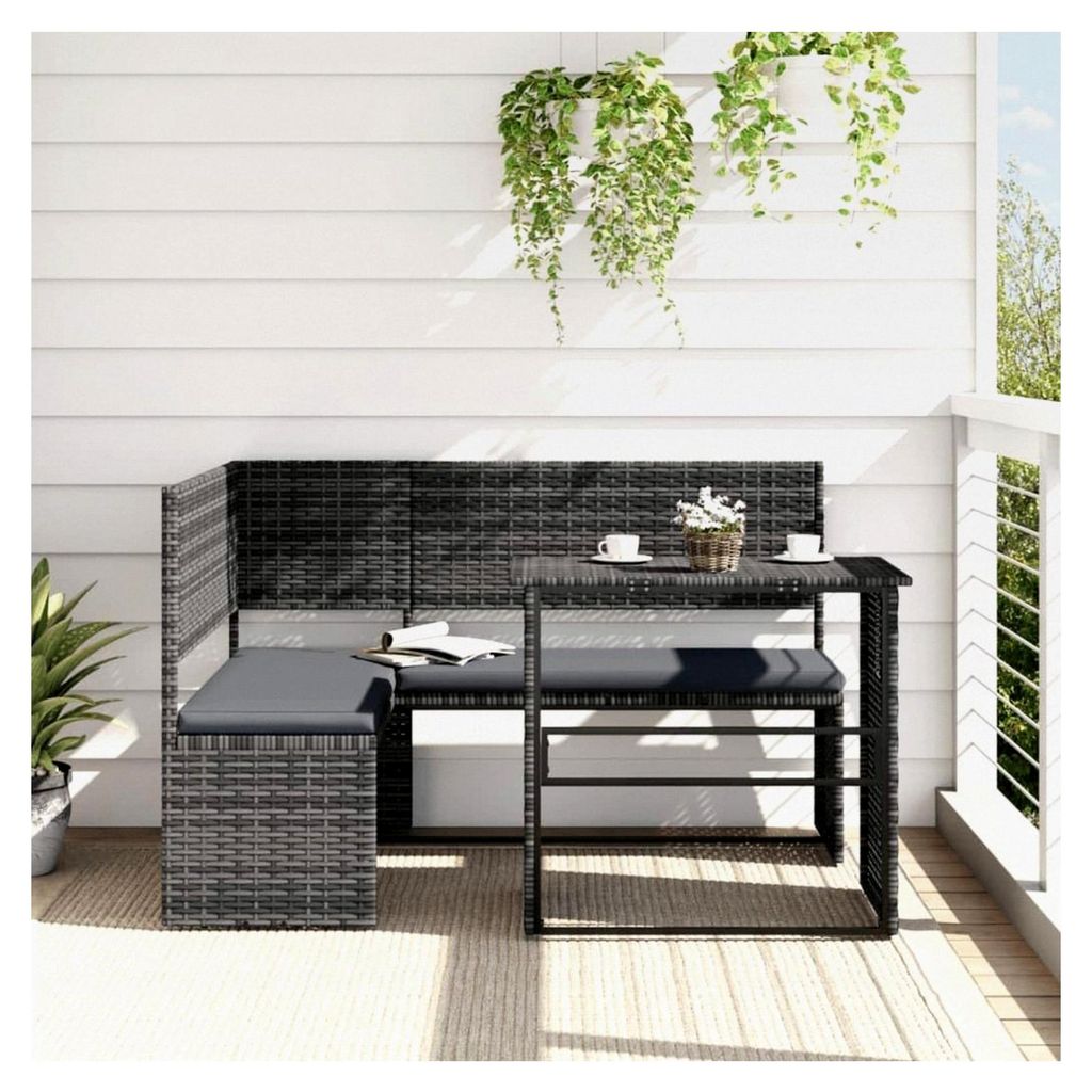 Balkon Lounge mit Klapptisch Sitzgruppe für Garten und Terrasse