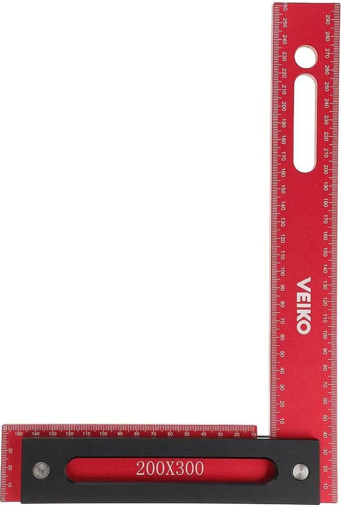 L-förmiger Präzisions-Anschlagwinkel - Schreinerwinkel 90° - 300×200 mm - Metrische Skala - Aluminiumlegierung - Grün/Lila