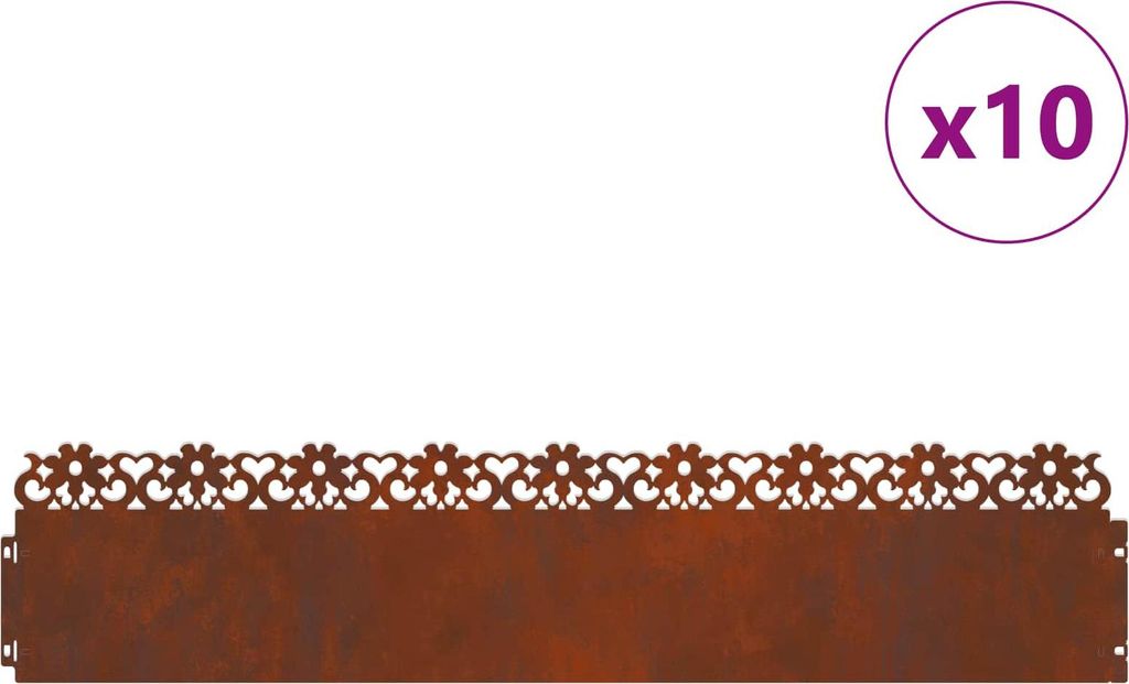 Rasenkanten 10 pcs Rostig 103 x 0,05 x 22 cm Wetterfeststahl