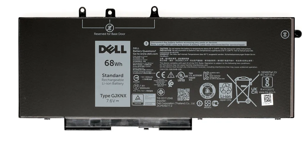 Batterie Dell 68 Wh GD1JP Haute Capacité 8500 mAh Lithium Ion Noire