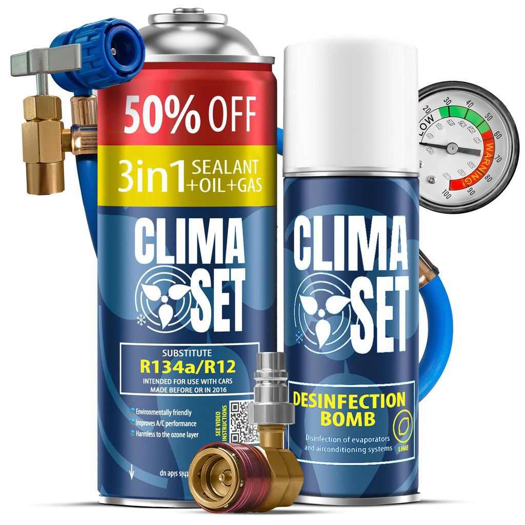 Auto-Klimaanlagen-Set 3in1 R134a 626g, Klimaanlagen-Erfrischer, Schlauch mit Manometer, Adapter