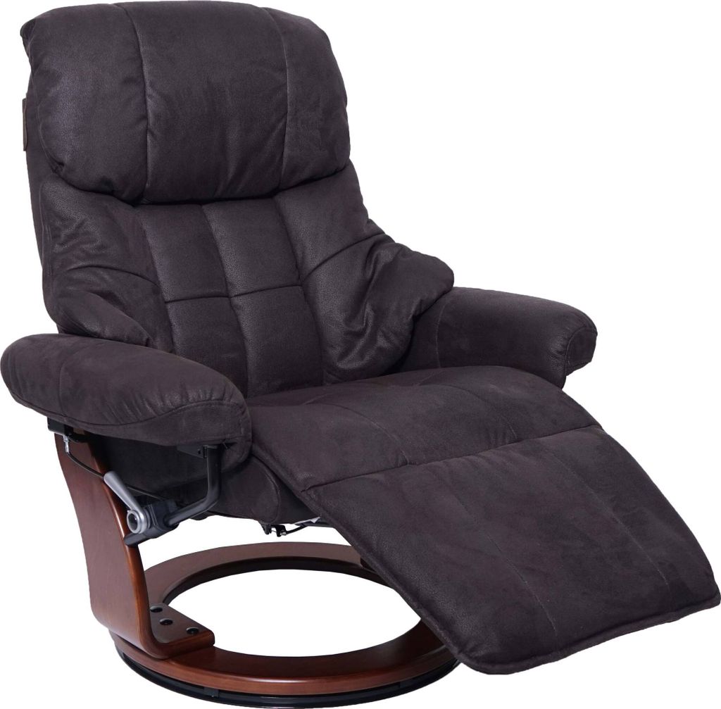 MCA Relaxsessel Windsor 2, Fernsehsessel Sessel, Stoff/Textil 150kg belastbar braun-schwarz, Walnuss-Optik