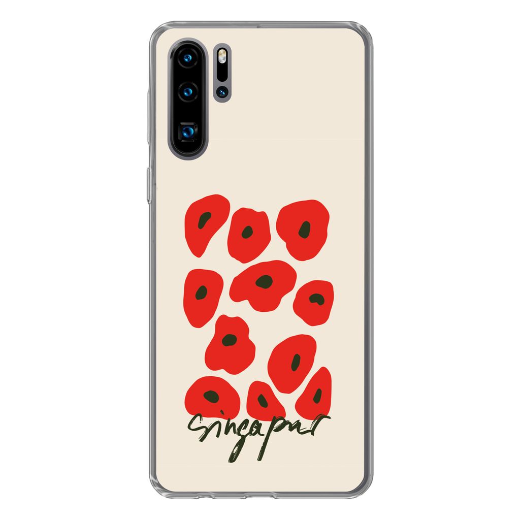 MuchoWow Handyhülle Schutzhülle Hülle für Huawei P30 Pro Blumen - Mohn - Muster Silikon Softcase Handy Hülle - Schutzdeckel