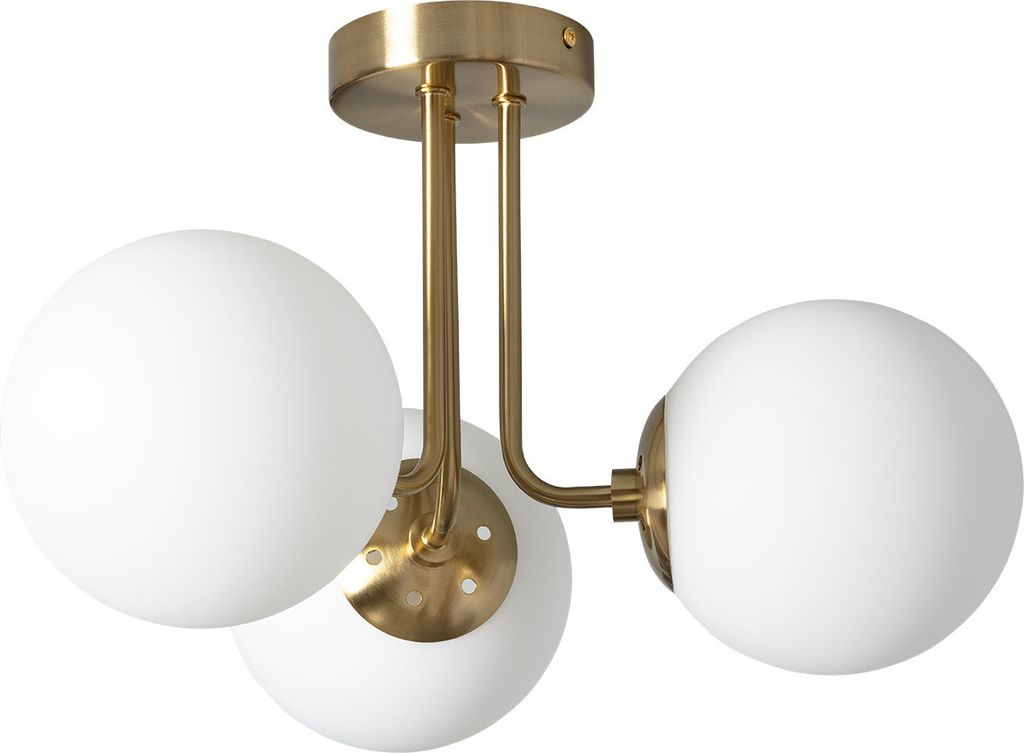 Deckenleuchte Metall und Glas Moonlight Brass 3 Strahler Weiß