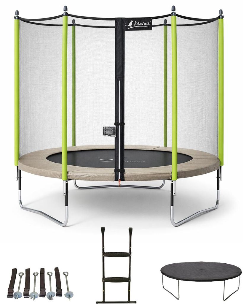 KANGUI - Trampolin Ø 300cm + Netz + Leiter + Abdeckung + Verankerungsset - JUMPI 300