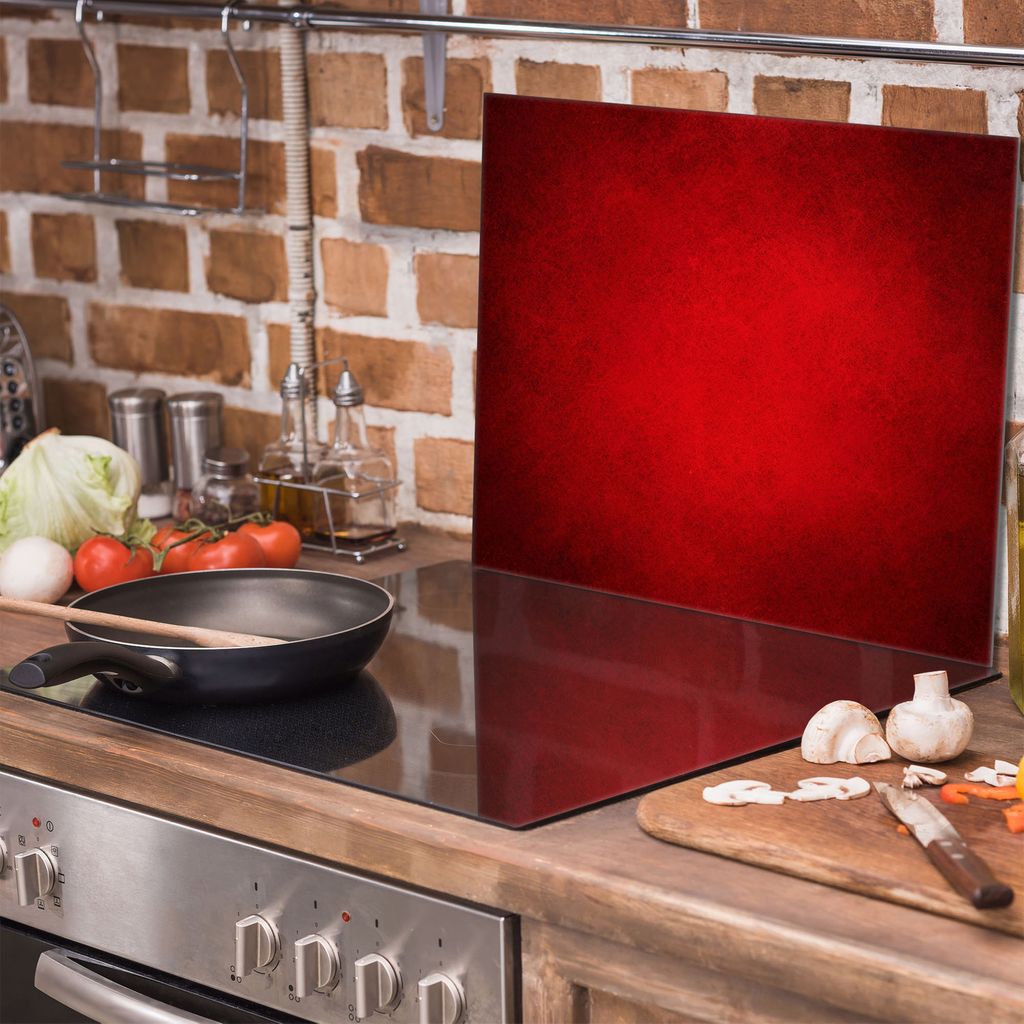TMK Plaque de protection pour plaque de cuisson - 60 x 52 cm - En verre - Pour plaques à induction - Protection anti-éclaboussures - Planche à découper - Ardoise café