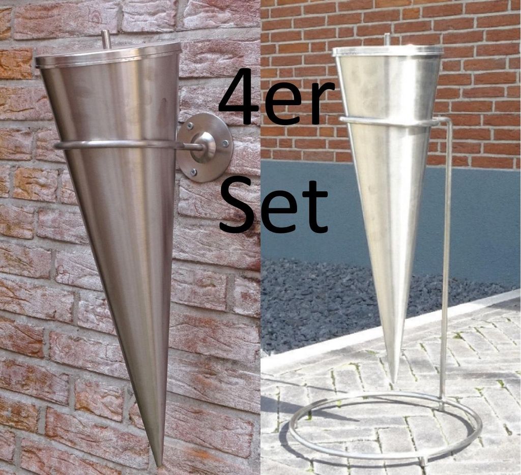 4er Set Edelstahl Gartenfackel Bodenfackel Wandfackel Produktbild 