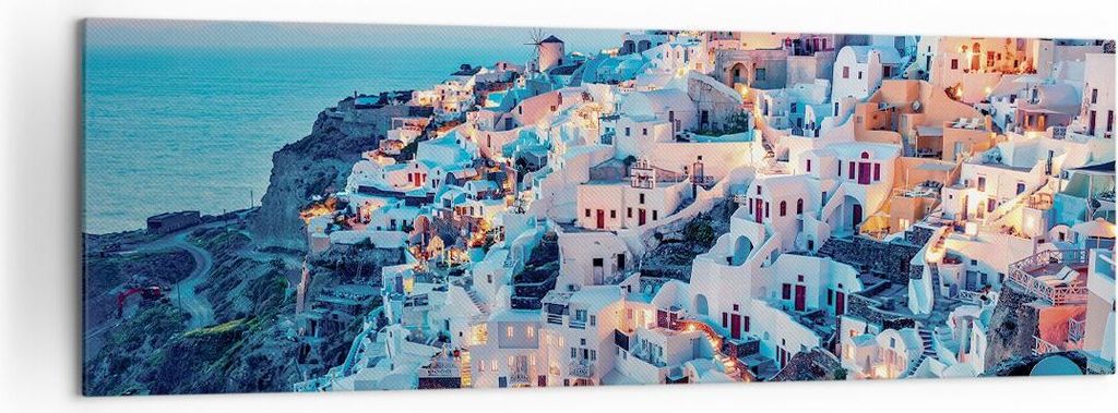 Bild auf Leinwand - Leinwandbild - Einteilig - Santorini Griechenland anzeigen - 160x50cm - Wand Bild - Wanddeko - Wandbilder - Leinwanddruck - Bil...
