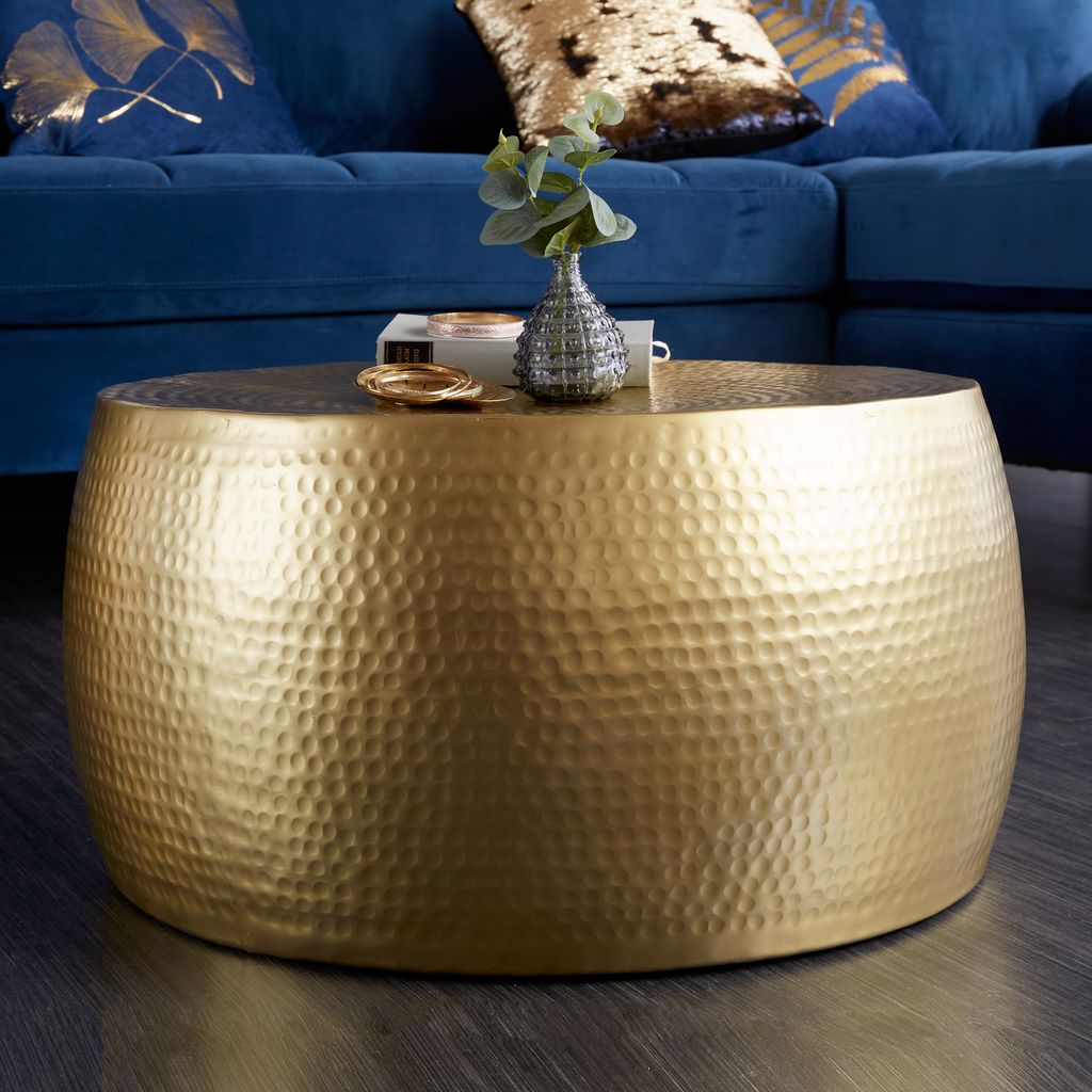 riess-ambiente Runder Couchtisch ORIENT III 60cm gold Metall Hammerschlag Design Beistelltisch Tisch