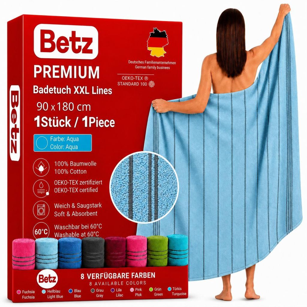 Betz Badetuch XXL Lines 90x180 cm – 100% Baumwolle, weich & Produktbild 