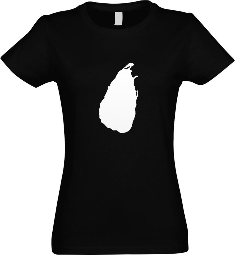 Kiwistar - T-Shirt tailliert - Damen - schwarz - Sri Lanka Umriss Kontur - mit Motiv Bedruckt - Funshirt Design - Sport - Freizeit - Damen - L